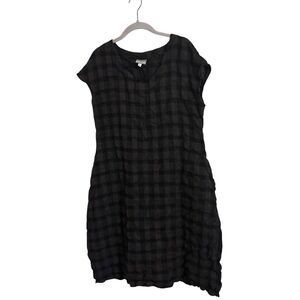 Niche Nilgun Derman Black Checkered‎ Gingham Linen Lightweight Dress Small